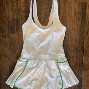Free People White Tennis Dress with Green Accents